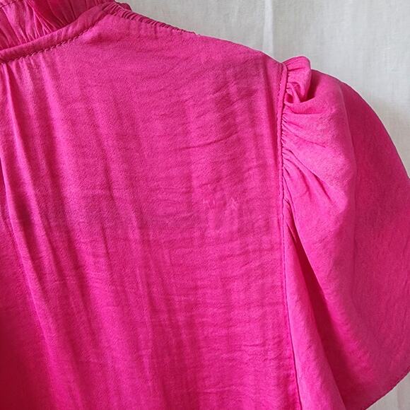 Maison d'Amelie Paris Short Sleeve Ruffle Top Hot Pink  fuchsia size S NWOT boho - Picture 9 of 9